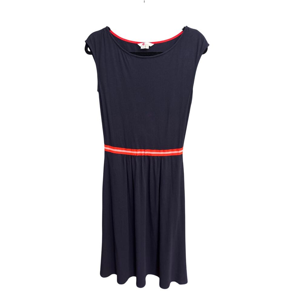 Boden Bernice jersey dress Navy Blue featuring red trim size 6R - Mid length
